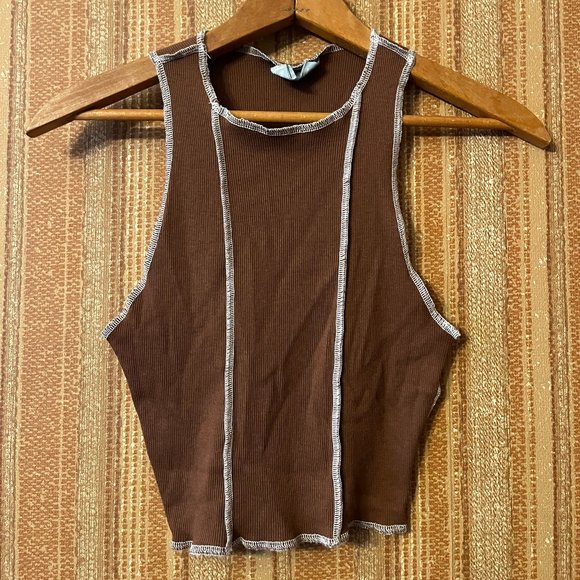 Sky and Sparrow Tops - Brown Crop Tank